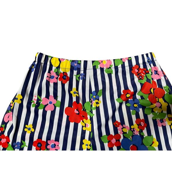 Womens Shorts Multicolor Floral Striped High Rise Elastic Waist Pull-On Small S - Picture 2 of 4